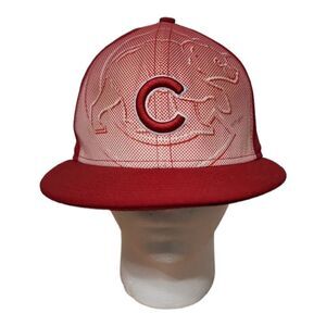 Chicago Cubs NFL 59Fifty New Era Baseball Hat Cap Size‎ 7 1/4 Red Men's